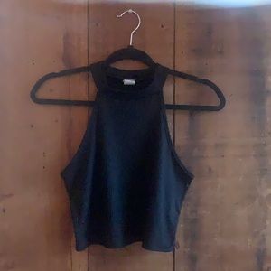 Spicy black halter crop top